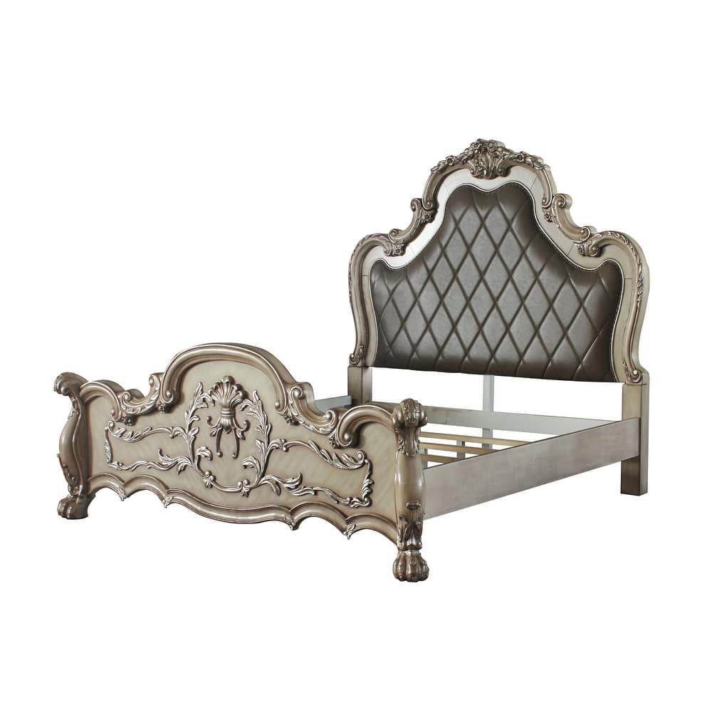 Adison Grey and Vintage Bone White Panel Bed