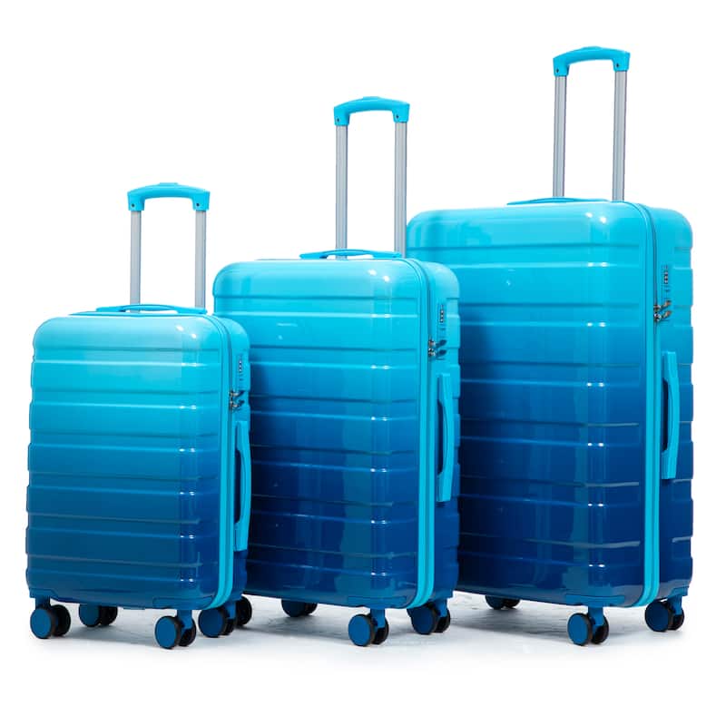 Luggage Sets 3 Piece Hardside Suitcase with Spinner Wheels TSA lock - Navy+Light Blue