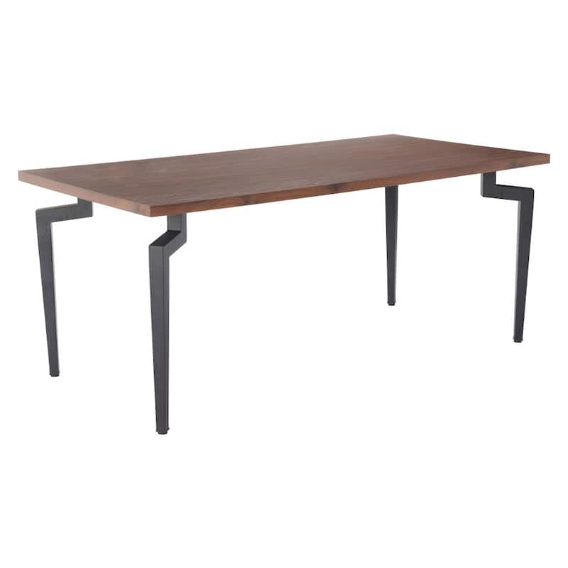 HomeRoots 71" Brown and Black Wood and Steel Dining Table - 71.00 in. x 29.70 in. x 36.00 in.