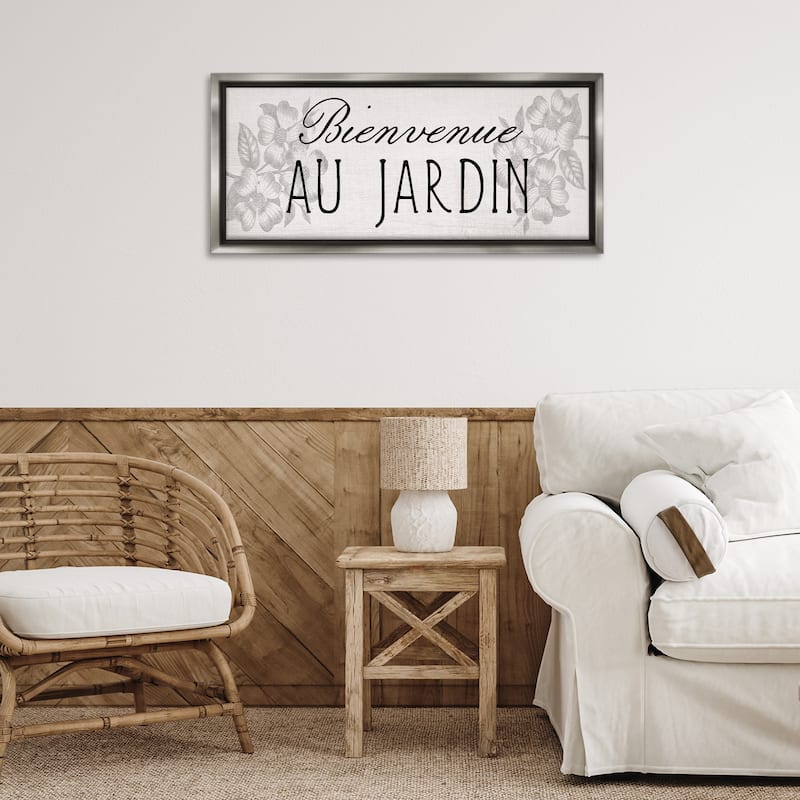 Stupell French Garden Welcome Framed Floater Canvas Wall Art Design By Lil' Rue