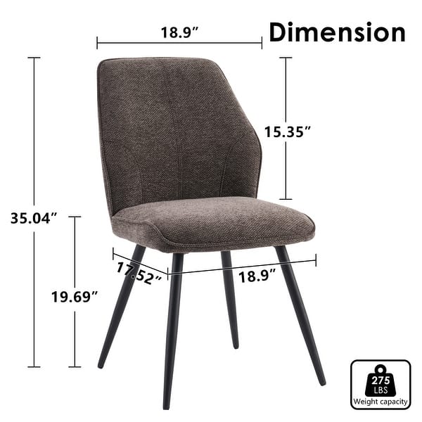 dimension image slide 3 of 5, Set of 2 Modern Dining Chairs, Armless Upholstered Side Chairs