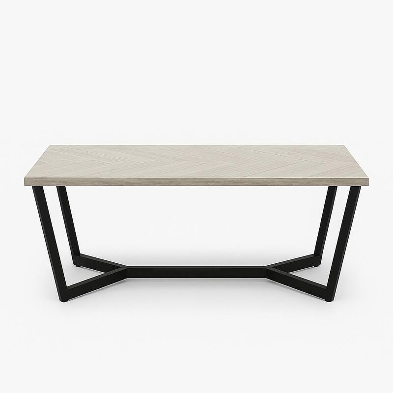 Strata Orion Coffee Table Wood Top Metal Base Modern Accent Table