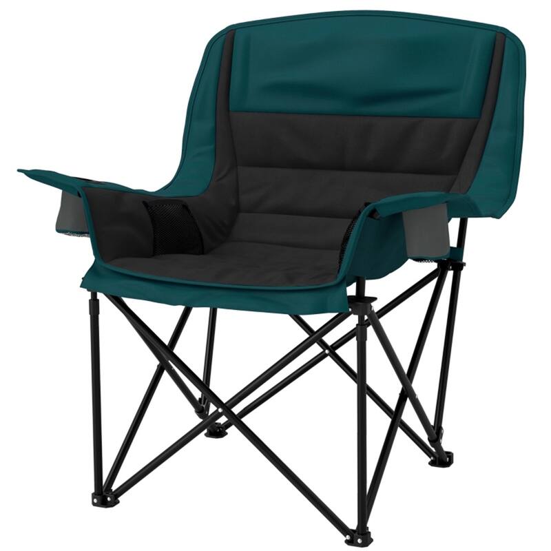 Premium Foldable Camping Chair with Carry Bag 600D Oxford Fabric Metal Frame - 39" W x 28" D x 40.6" H - Dark Green, Black