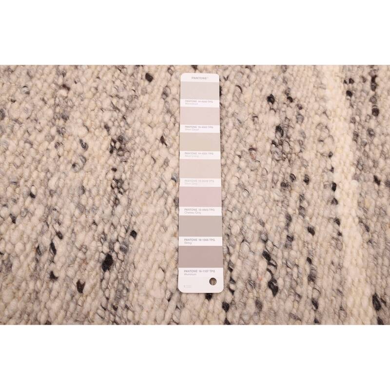 ECARPETGALLERY Hand Woven Looma Light Grey Wool Rug - 8'3 x 10'2