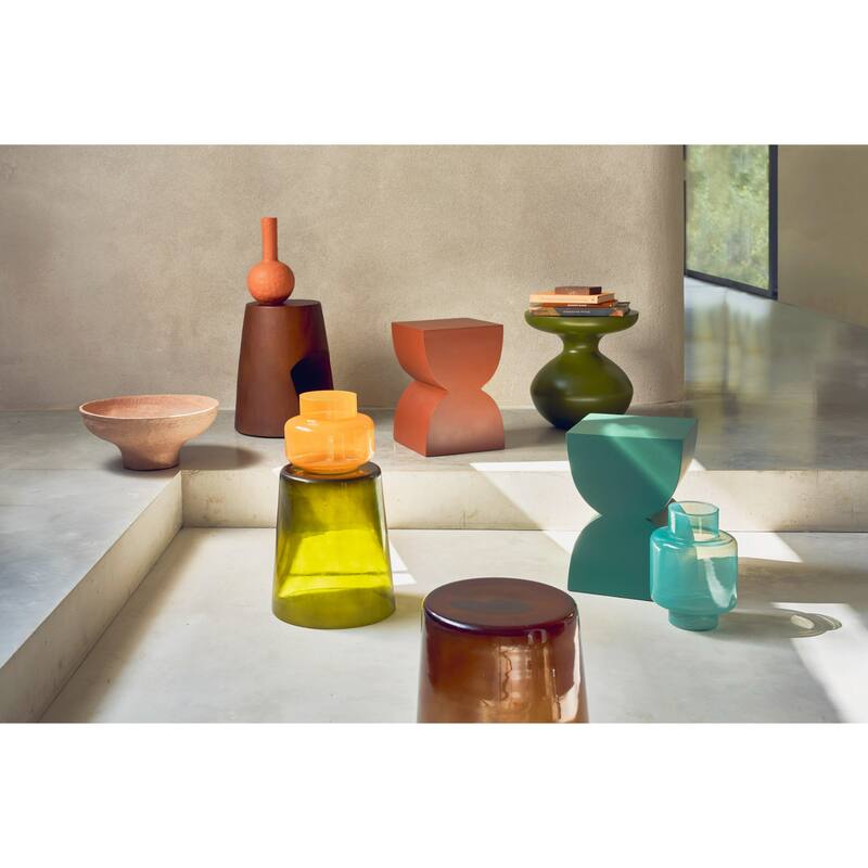 Hourglass-Style Corvo Side Table - 15.5" - Brown