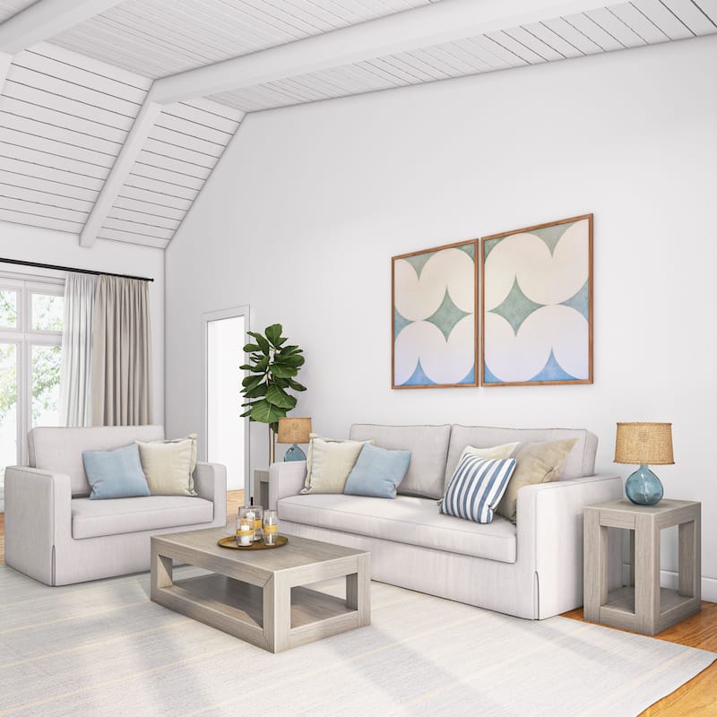 Plank and Beam Modern Rectangular Coffee Table with Shelf
