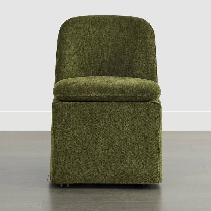 Spruce & Spring Modern Dining Chair with Removable Slipcover and Hidden Casters