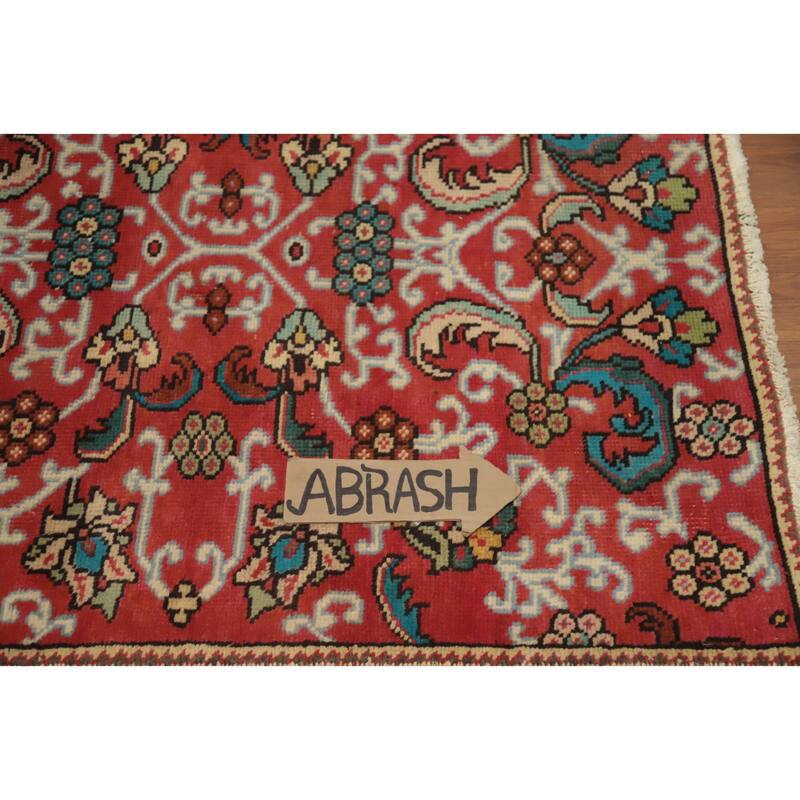 Hand Knotted Oriental 100% Wool Carpet Traditional Floral Red Tabriz Area Rug - 4' 9'' X 3' 1''
