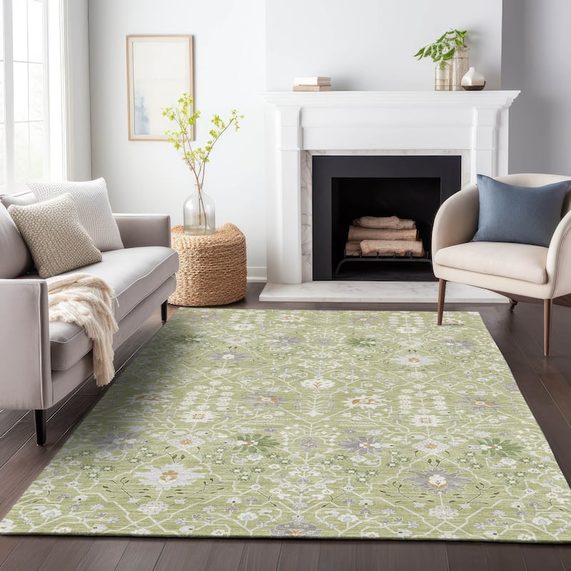 Machine Washable Indoor/ Outdoor Global Traditional Chantille Rug