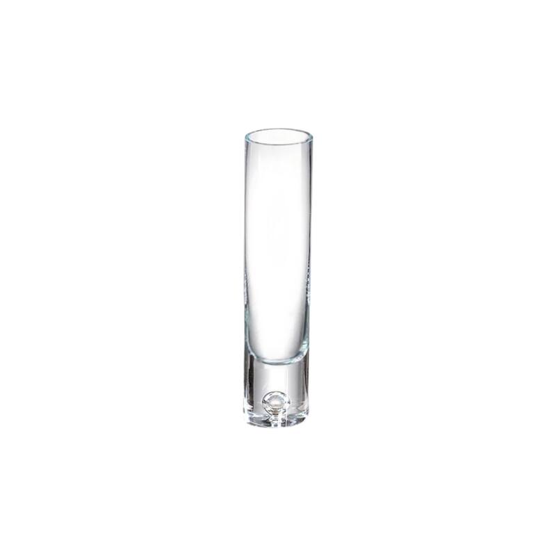 HomeRoots 9" Clear Cylindrical Lead Free Crystal Bud Table Vase - 2" W x 2" D x 8.75" H