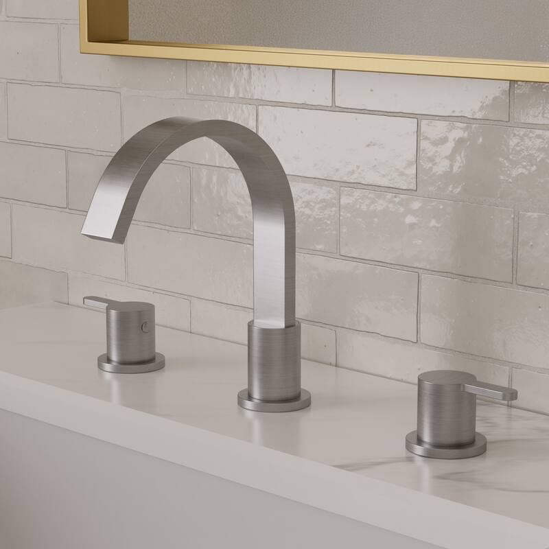 3-hole installation widespread bathroom faucet with dual lever handles