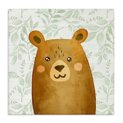 Stupell Bear on Botanicals Whimsy Canvas Wall Art Design By Kim Allen