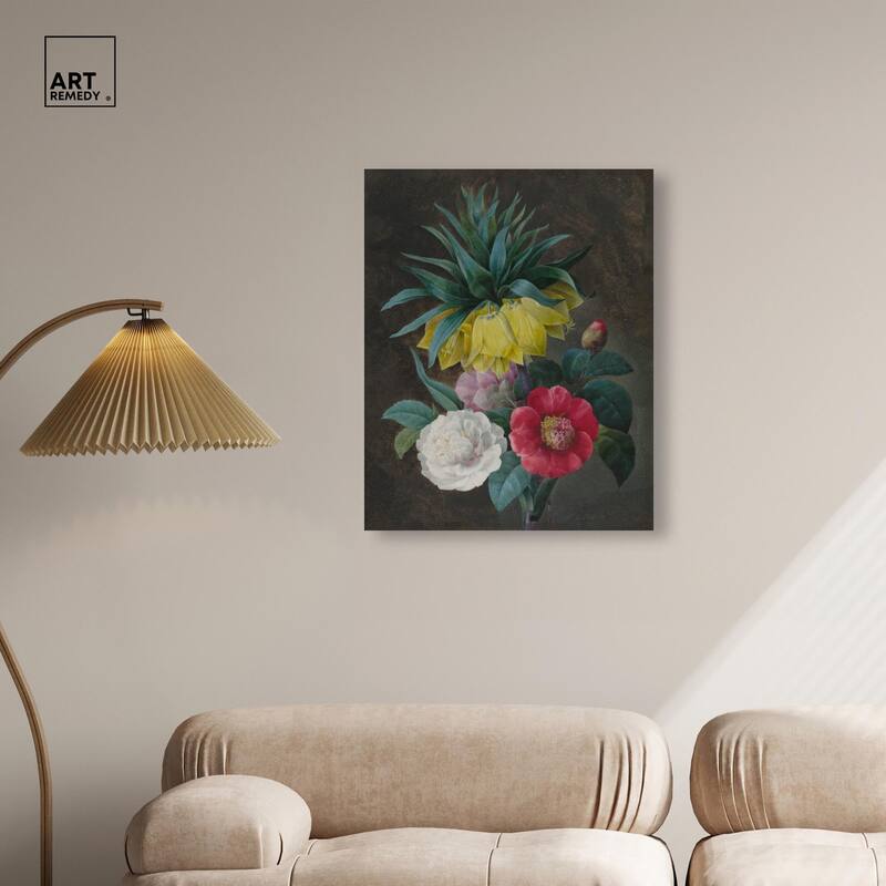 Four Peonies and a Crown Canvas by Art Remedy, Gallery Wrapped