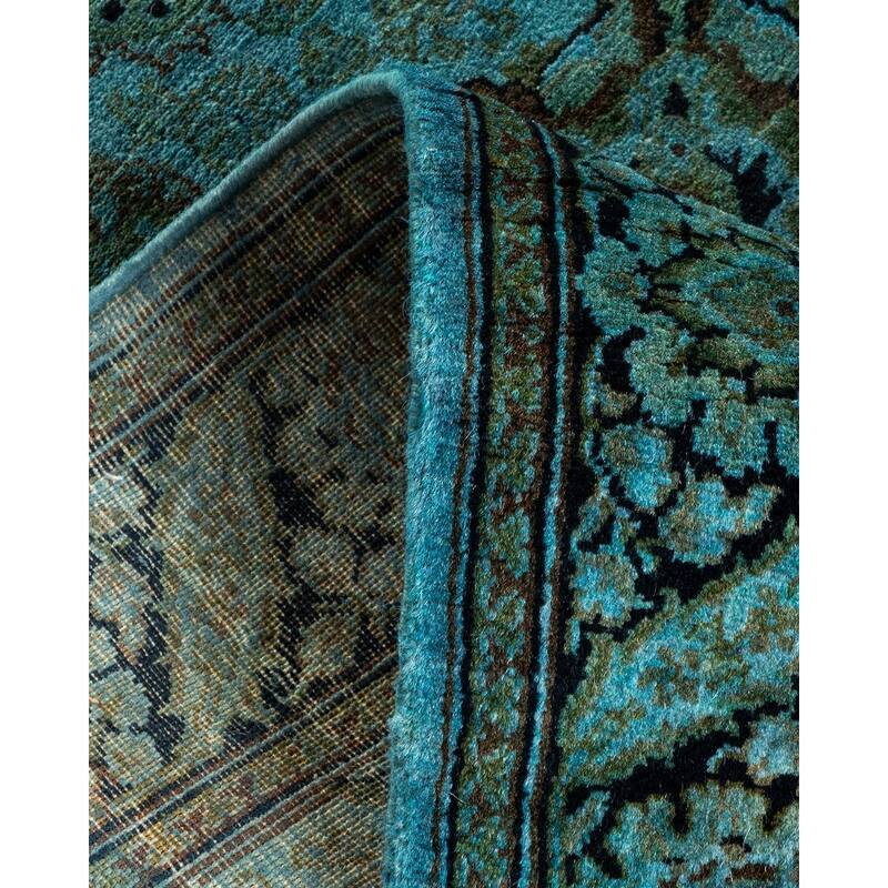 Overton Hand Knotted Wool Vintage Inspired Modern Contemporary Overdyed Blue Runner Rug - 2' 7" x 11' 0"