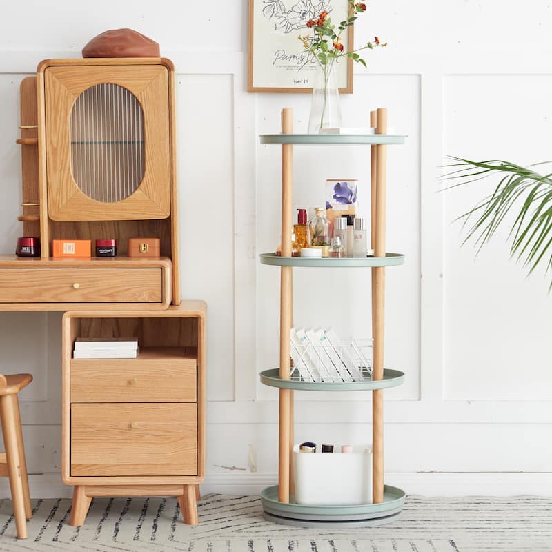 Storage Shelf, 360° Rotating Bookshelf, 4 Tier Bookcase w/ Large-Capacity Storage Space, Multifunctional Storage Rack