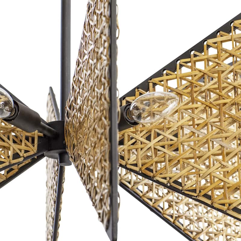 Machina 6-Light Hand-Woven Rattan Chandelier - Matte Black/Sulihiya
