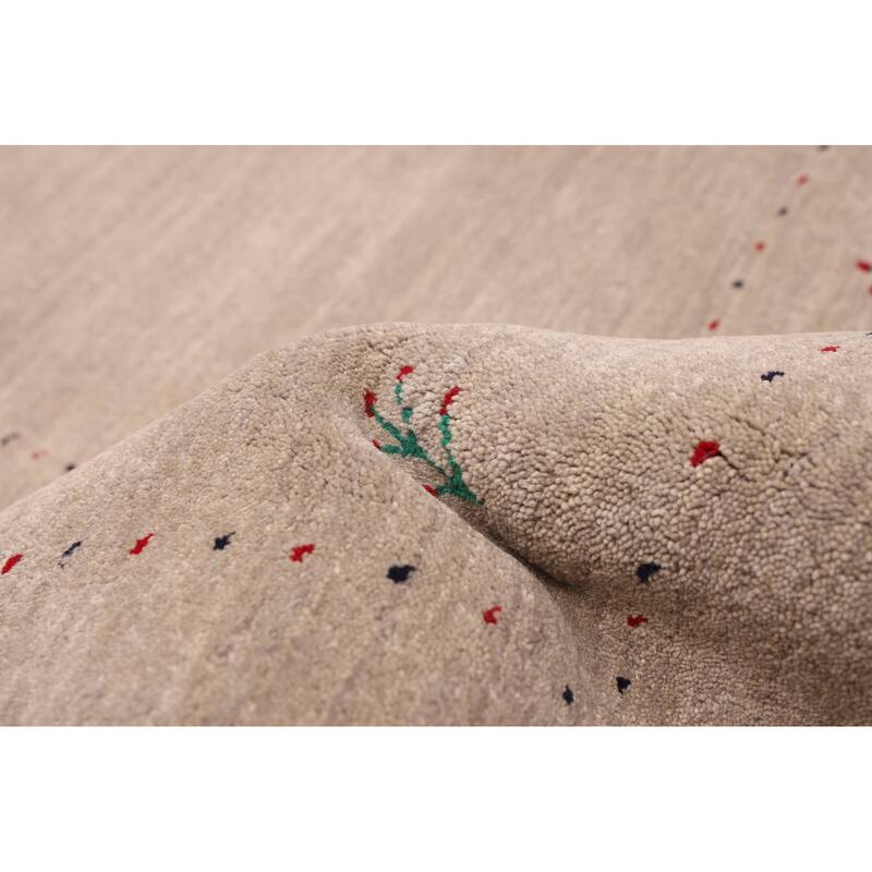 ECARPETGALLERY Hand Loomed Kashkuli Gabbeh Light Grey Wool Rug - 5'0 x 8'0