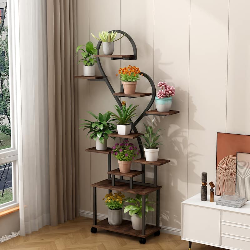 Plant Stand with Grow Lights, Tiered Indoor Plant Shelf, Metal Plant Flower Holder Stand, S-Shaped Plant Rack for Home, Patio