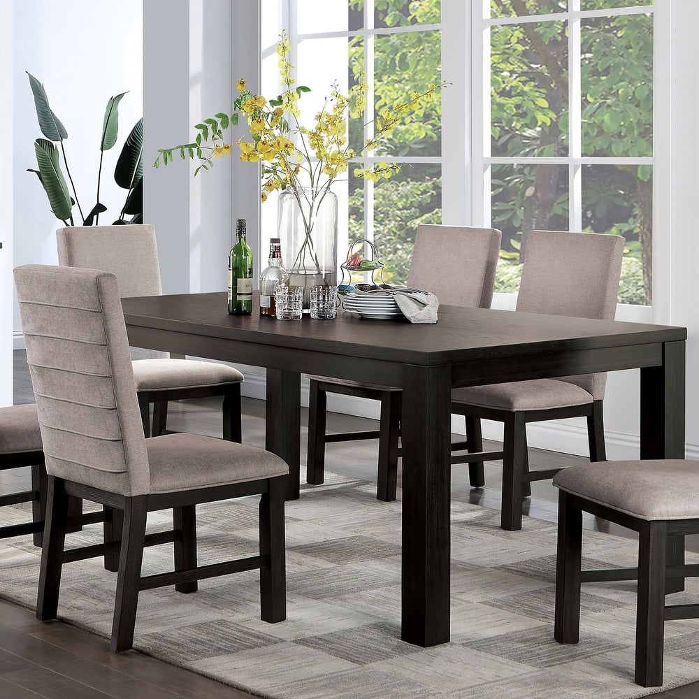 Furniture of America Plax Transitional Antique Black and Grey Wood 5-Piece Dining Table Set