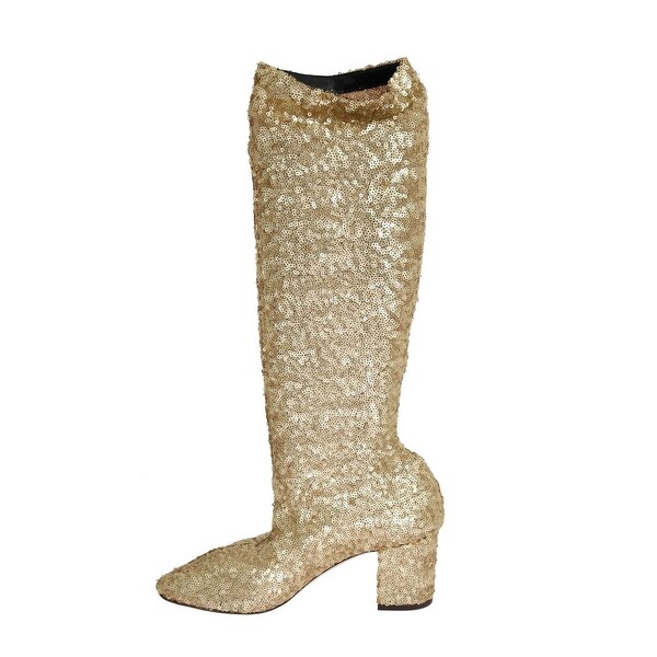 Gabbana Gold Sequined Leather Stretch 