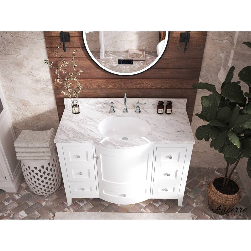 Ancerre Designs Lauren Vanity Set with Carrara White Marble Top