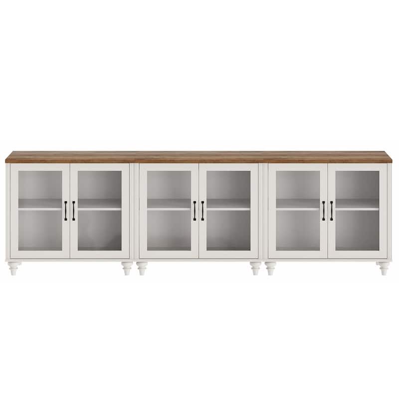 TV Stand with Glass Doors, TV Console Table TV Cabinet