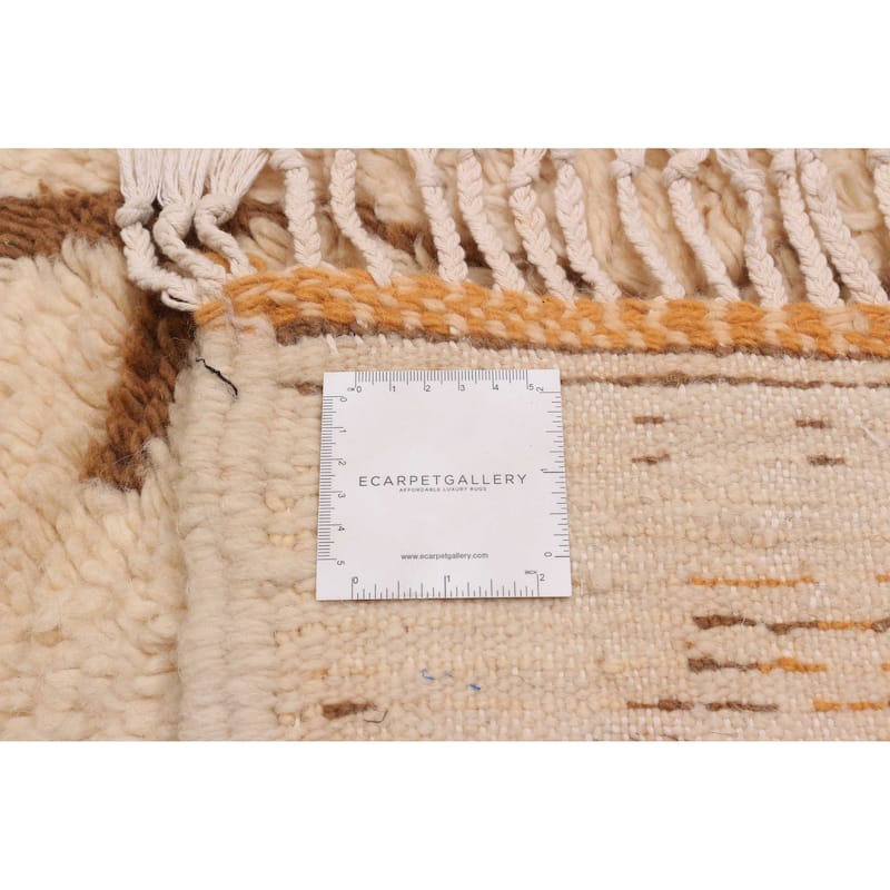 ECARPETGALLERY Hand-knotted Azilal Cream, Orange Wool Rug - 4'3 x 8'0