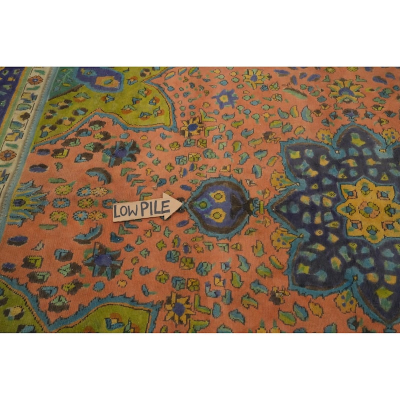 Hand Knotted Oriental 100% Wool Carpet Traditional Floral Oranges & Rust Tabriz Area Rug - 10' 9'' X 7' 8''