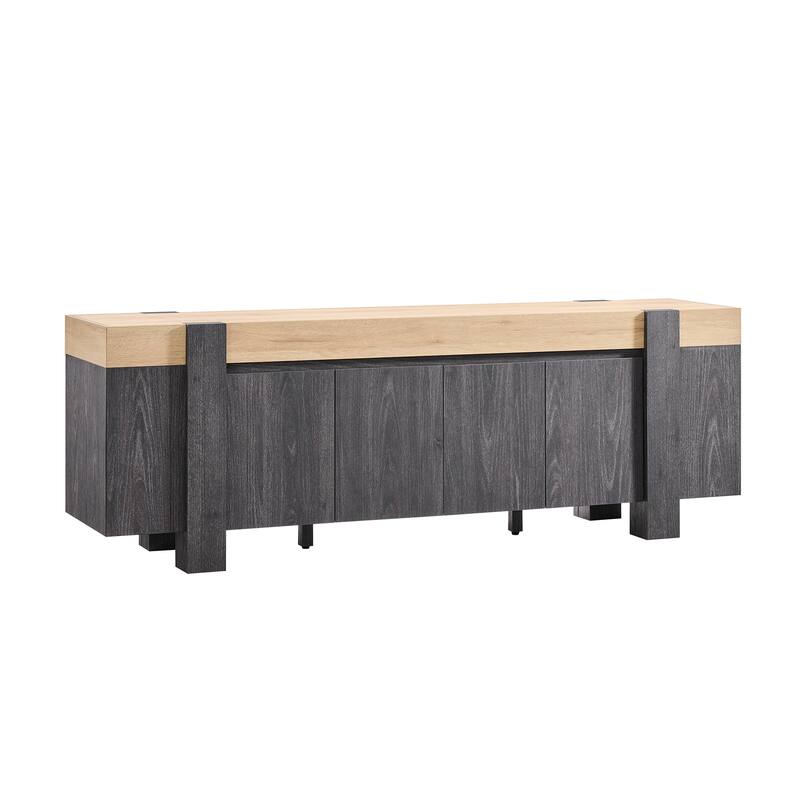 Modern Farmhouse TV Stand, Wood Entertainment Center for Living Room