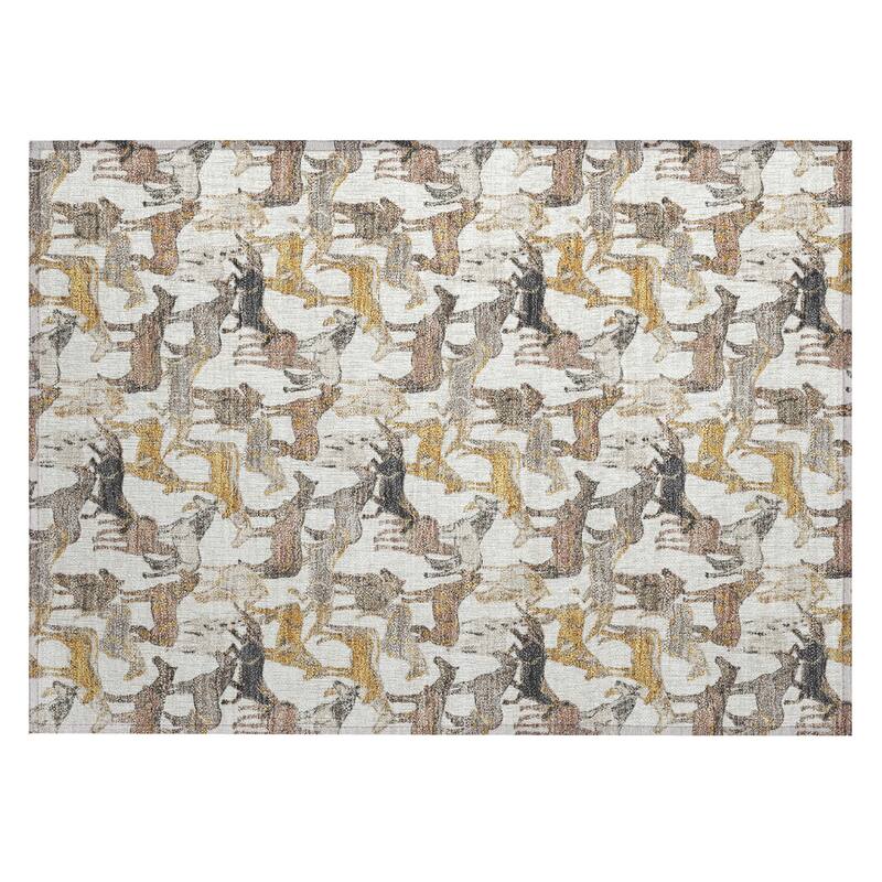 Machine Washable Indoor/ Outdoor Horse Herd Chantille Rug