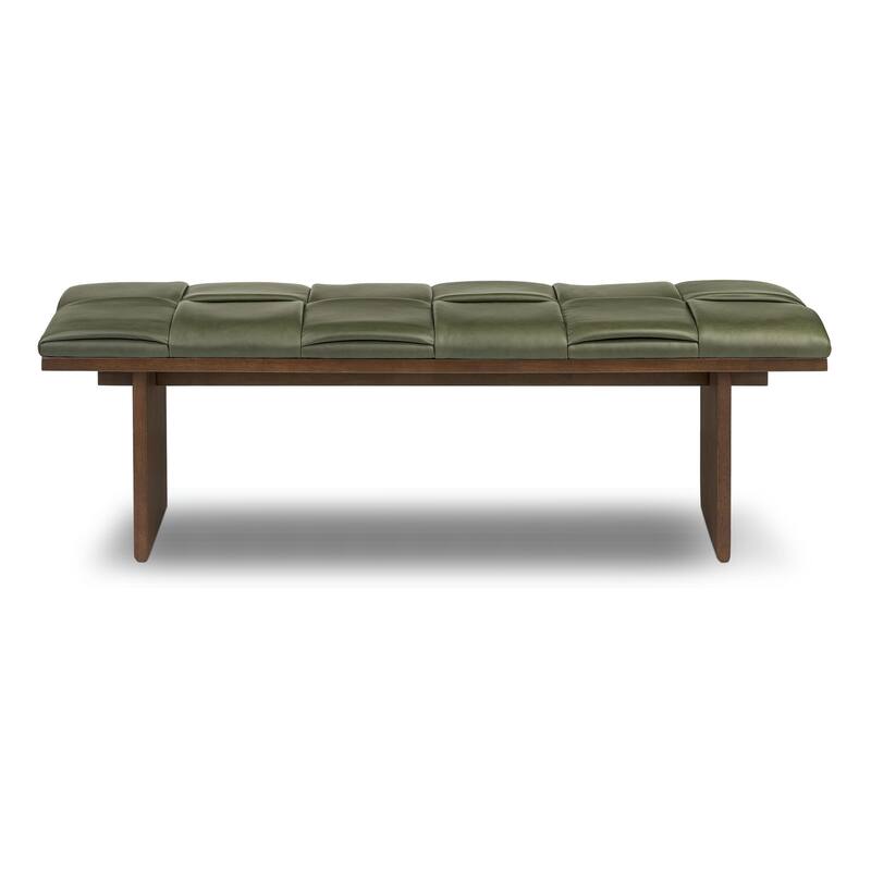 Poly & Bark Lapua 55" Leather Bench in Olivine Green - Olivine Green