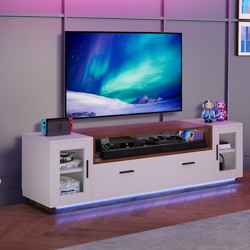 Moasis 63 inch TV Stand with LED RGB Light Entertainment Center for TVs up to 75"