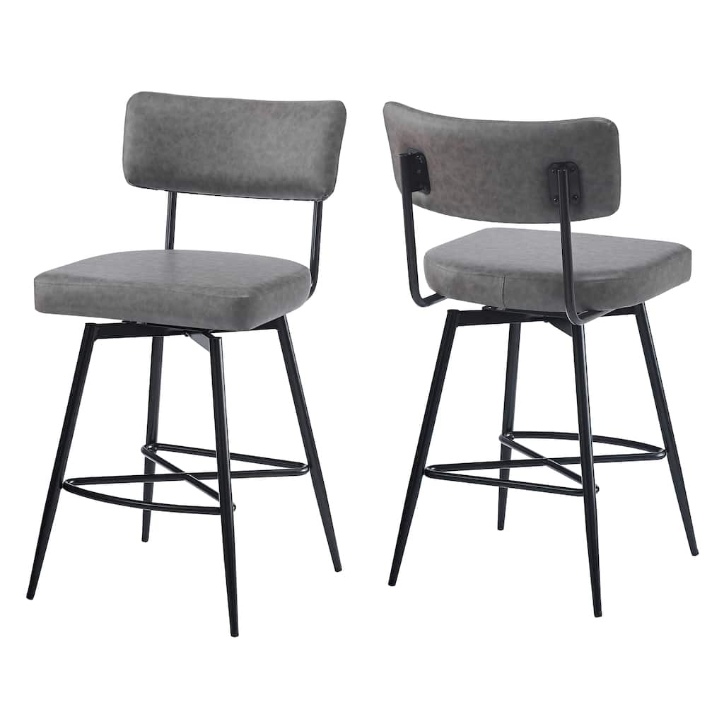 Retro Swivel Counter Stools Kitchen Chair Bar Stool Industrial Bar Stool Side Chair Set of 2 with Footrest