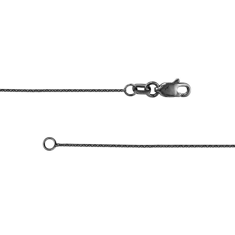 Curata 925 Sterling Silver Black and White 36" Etched Oval Bead Station Long Cable Chain Necklace