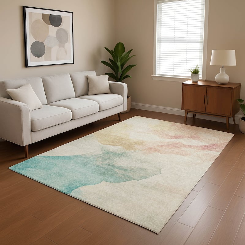 Premium Washable Super Soft Abstract Mayfield Rug - Pearl - 2'6" x 3'10"