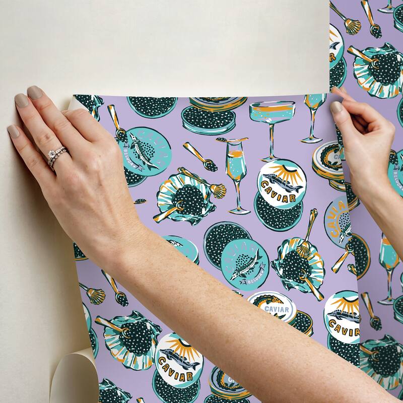 Champagne and Caviar Lavendar Peel and Stick Wallpaper
