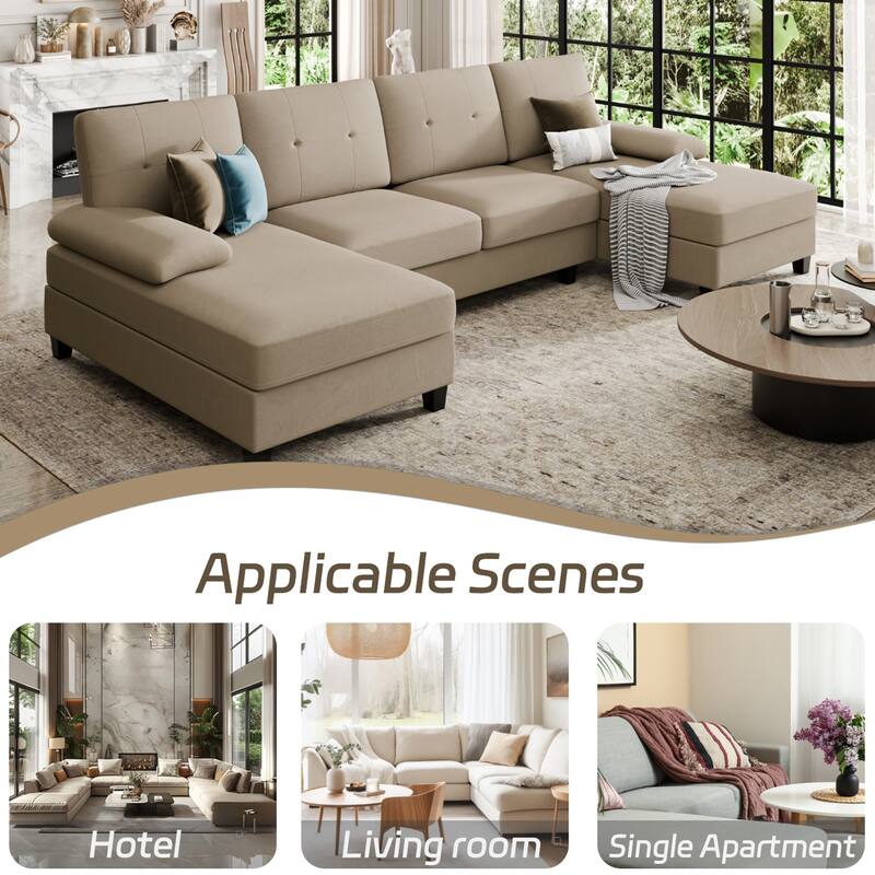 Futzca Sectional Sofa Couches for Living Room, 4 Seat U-Shaped Sofa