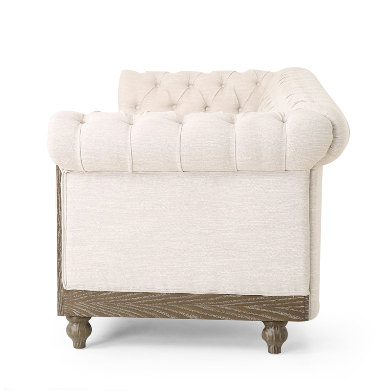 78.75" Retro PU 3-Seater Sofa with Wooden Legs