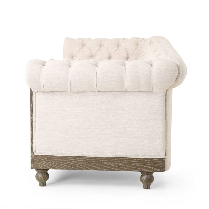 Stylish 3-Seat PU Leather Sofa with Retro Wooden Legs for Living Room and Study, Easy to Clean and Elegant