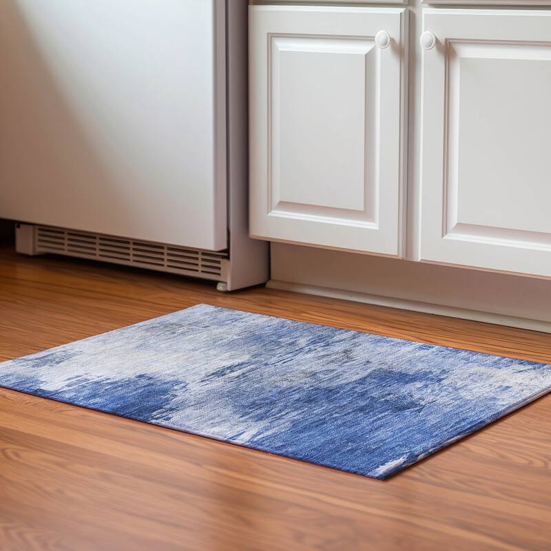 Premium Washable Super Soft Watercolor Mayfield Rug - Blue - 1' 8" x 2' 6"