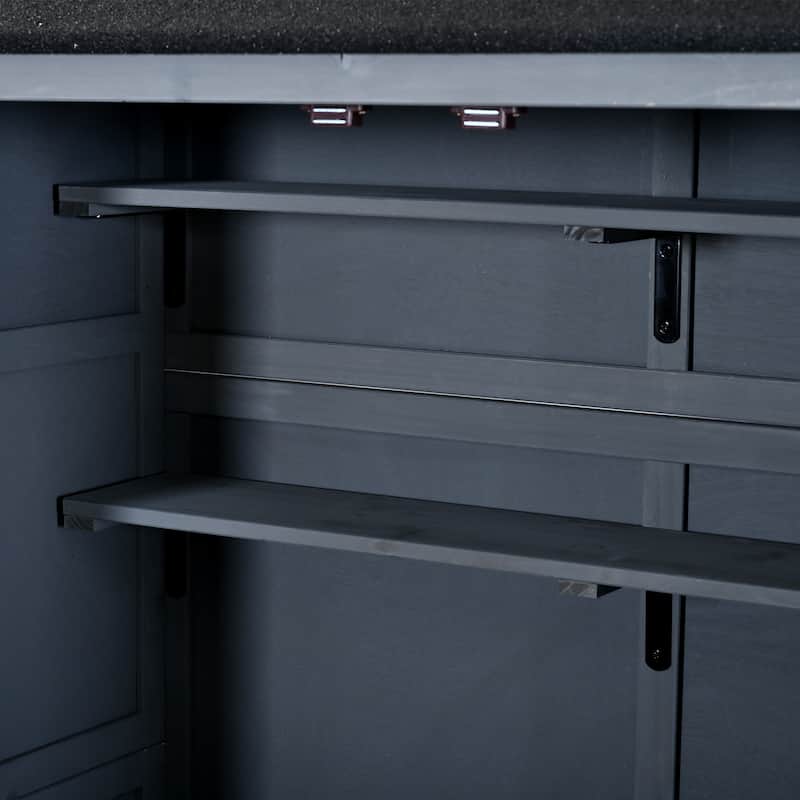 72" Large Patio Garden Shed with Waterproof Roof, Outdoor Storage Cabinet with Workstation & Hooks