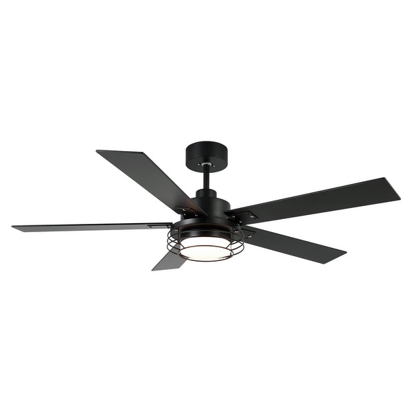 52-in Industrial Metal Caged Ceiling Fan with Light and