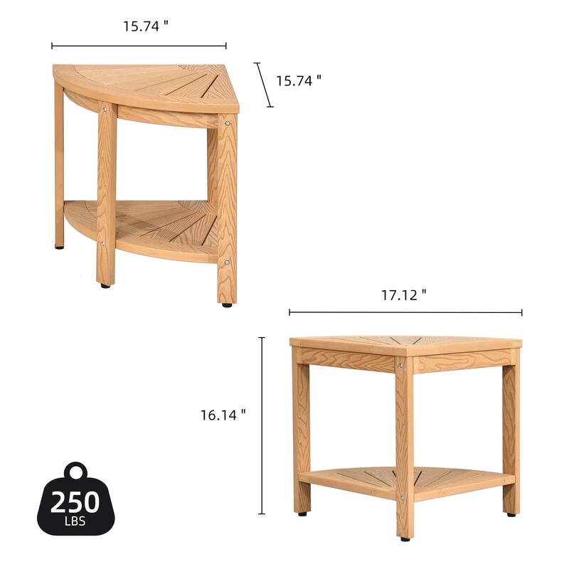 Lumber Shower Bench 18" Shower Stool Corner Bench with Storage Shelf Shower Seat
