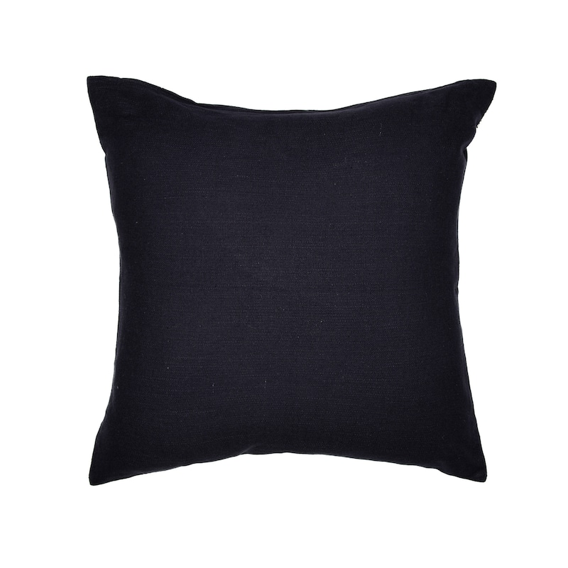 HomeRoots 20" Blue and Beige Geometric Cotton Blend Throw Pillow With Embroidery