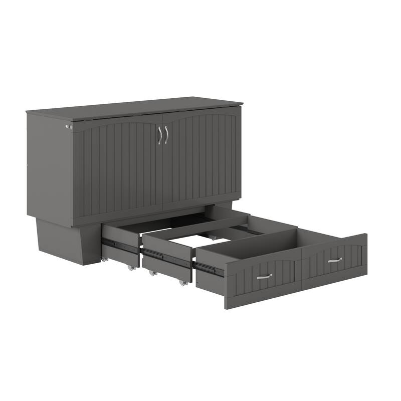 Murphy Bed Chest - Storage Drawer & USB Charger - Space Saving Furniture