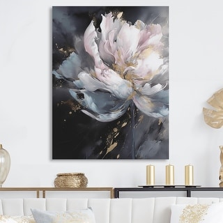 Designart "Pink Black Peonies Petals I" Floral Peony Metal Wall Art ...
