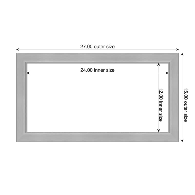 Amanti Art Vista Brushed Nickel Narrow Framed Dry Erase Magnetic Board - 27 x 15 in