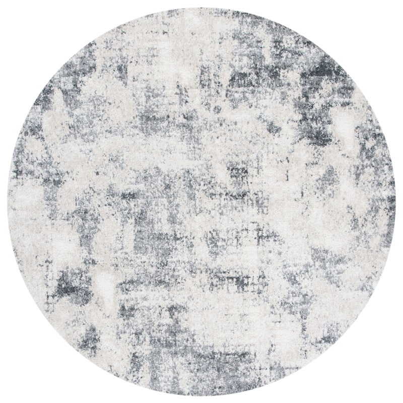 SAFAVIEH Aston Outi Modern Abstract Rug - 6'7" Round - Ivory/Grey