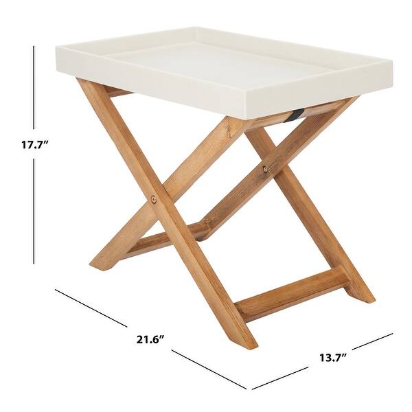 dimension image slide 0 of 2, SAFAVIEH Outdoor Alten Removable Tray Top Side Table - 21.6" W x 13.7" L x 17.7" H - 21.6" W x 13.7" L x 17.7" H
