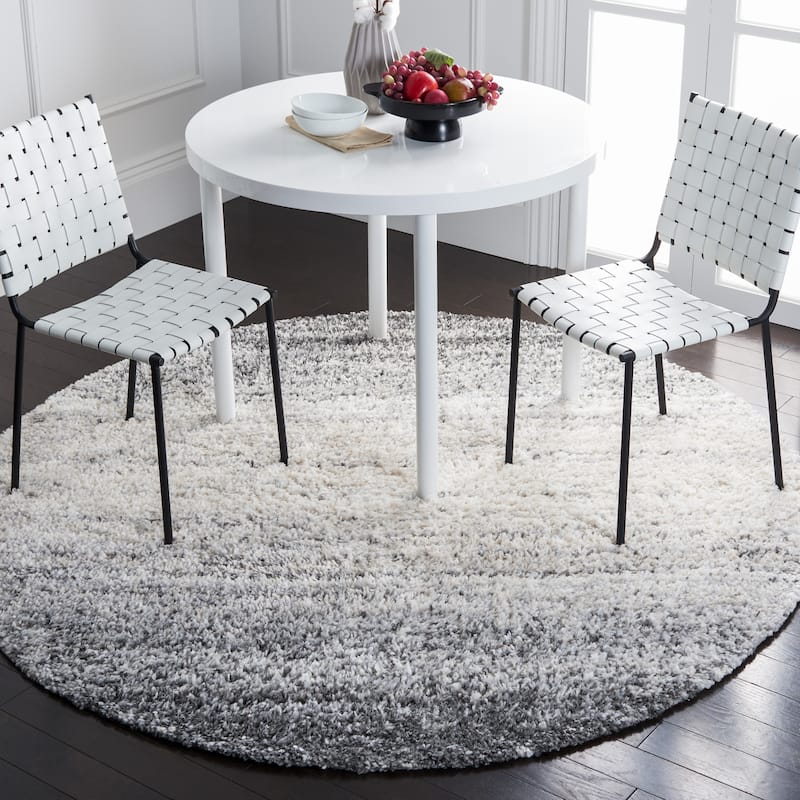 SAFAVIEH Berber Shag Ulrika Modern 1.2-inch Thick Rug - 6'7" Round - Grey/Charcoal